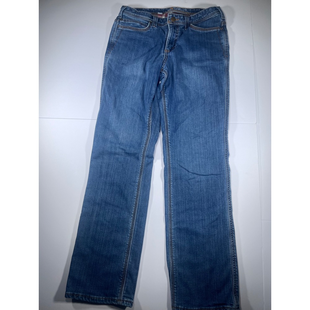 Carhartt Relaxed Fit Jeans Womens 8 Regular Blue Flannel Lined Denim 100648 422